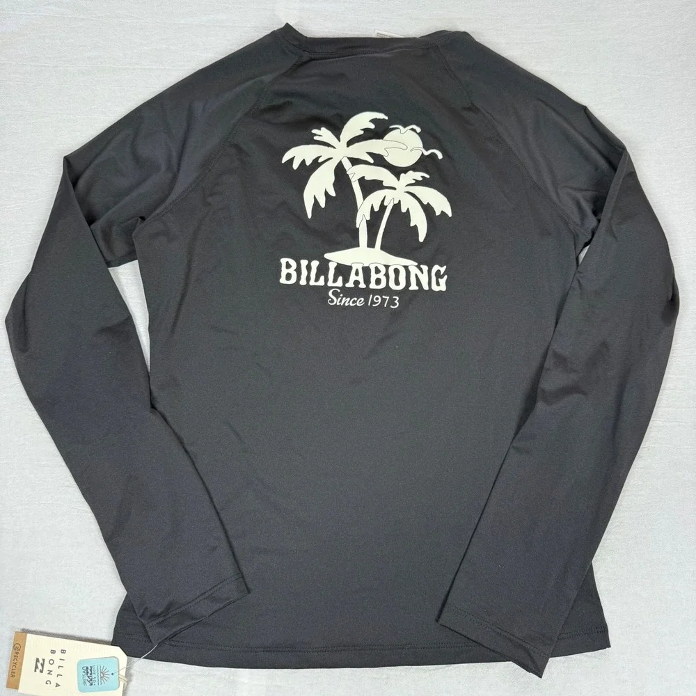 Billabong Sol Searcher Rashguard Womens L Black UPF 50+ Long Sleeve‎ Swim Top